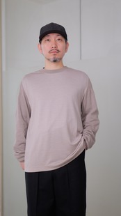 MAYKAM - Wool/Cotton Pullover ：Beige｜ウール100%×コットン100%切替