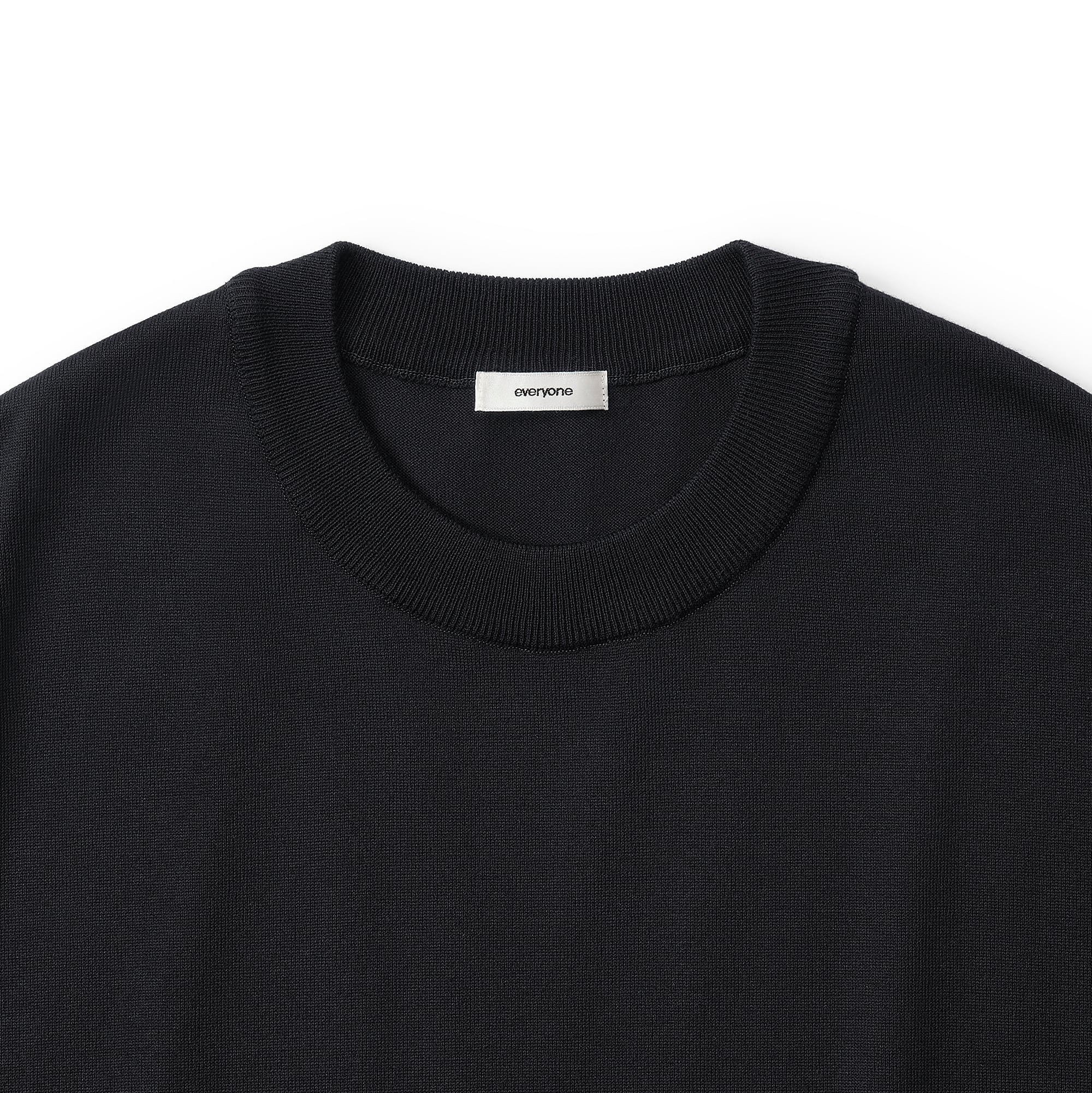 everyone cotton silk high gauge knit short sleeve tee shirt (BLACK