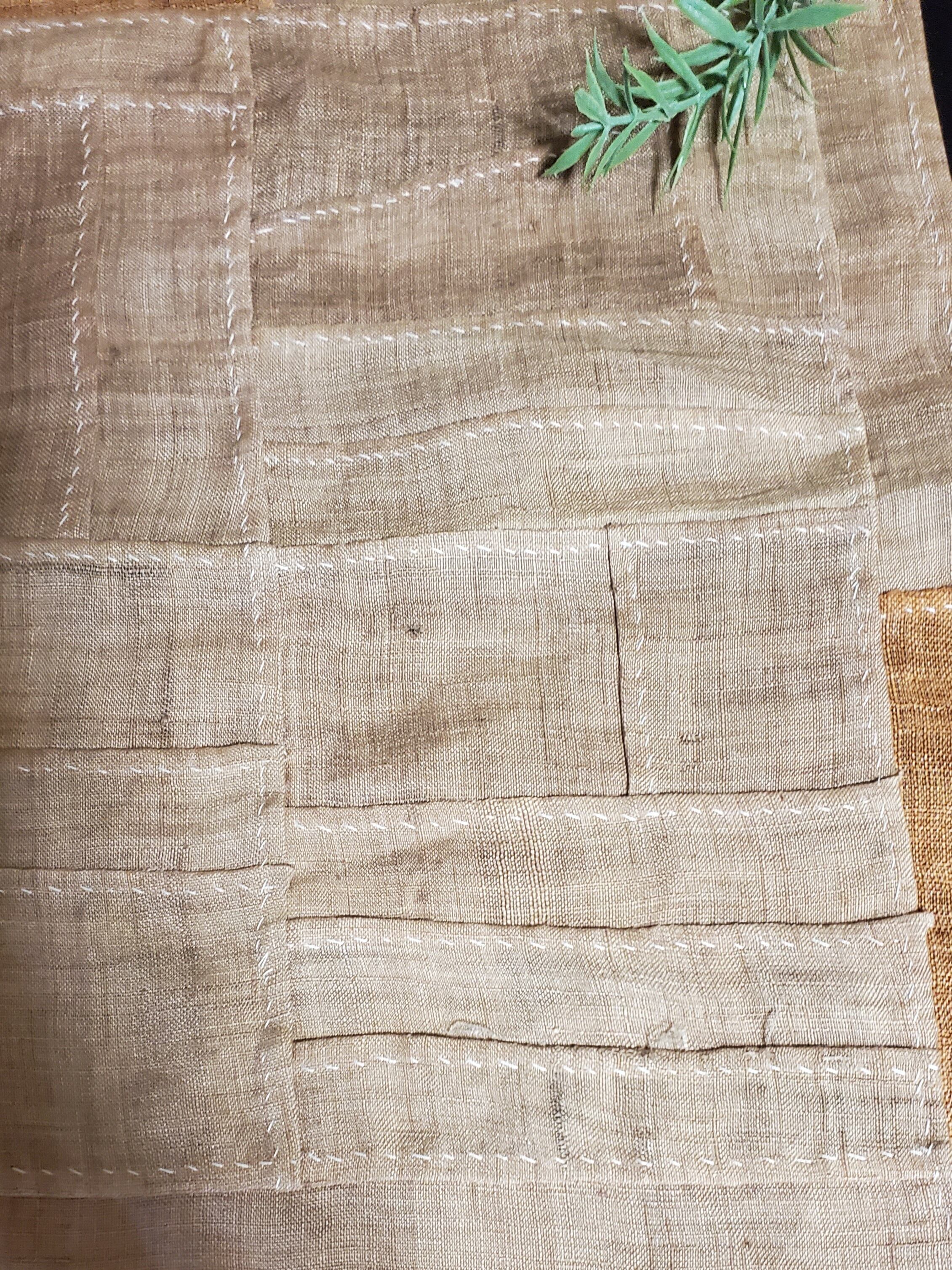 韓国ポジャギ ブラウンミニポジャギ モシ 手縫い 韓国伝統工芸品 小窓