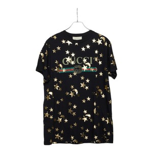 グッチ シェリーライン スター ムーン クルーネック Tシャツ 半袖 サイズM ブラック コットン メンズ GUCCI 【中古】