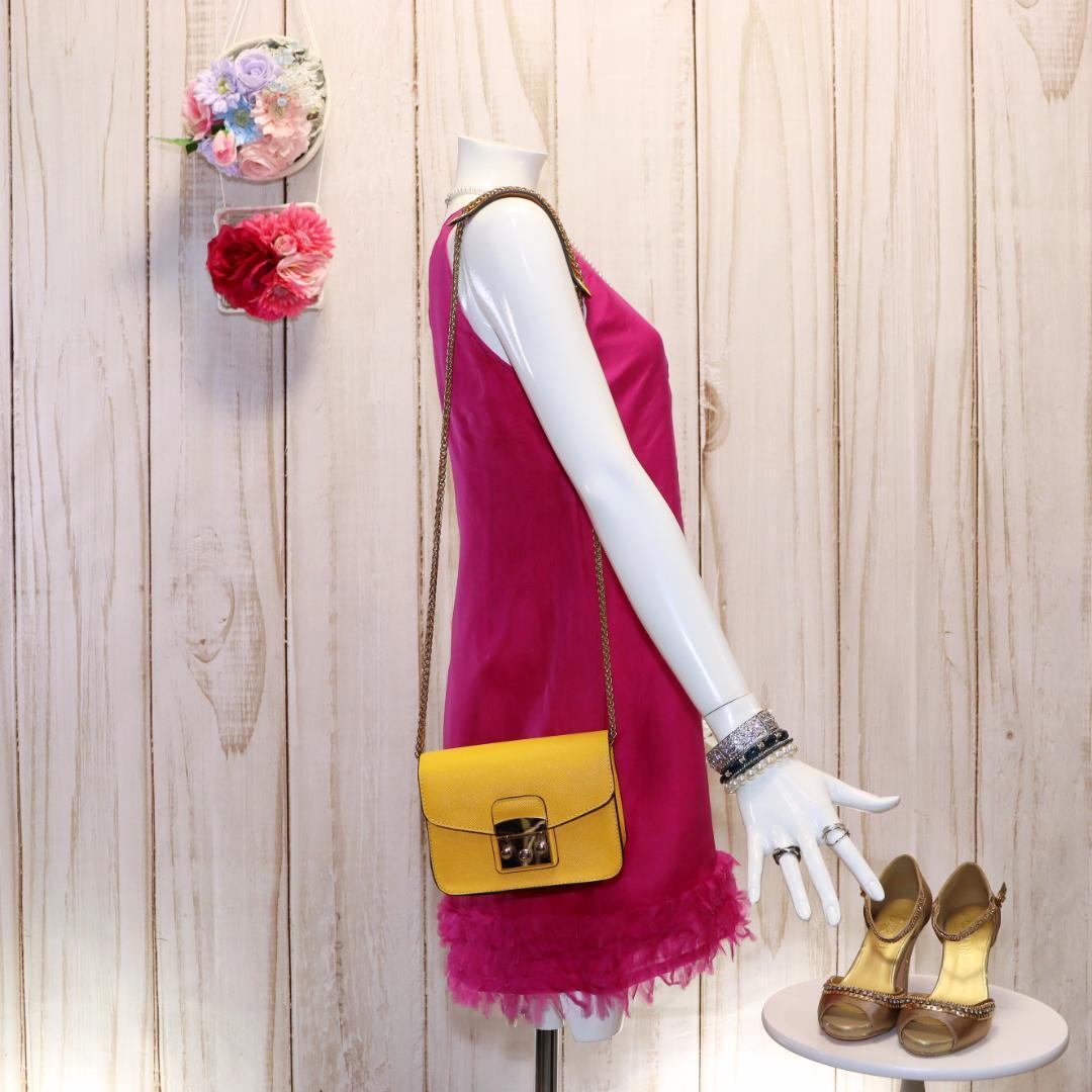 ケイトスペード シルクワンピース M ビビットピンク フリンジ裾