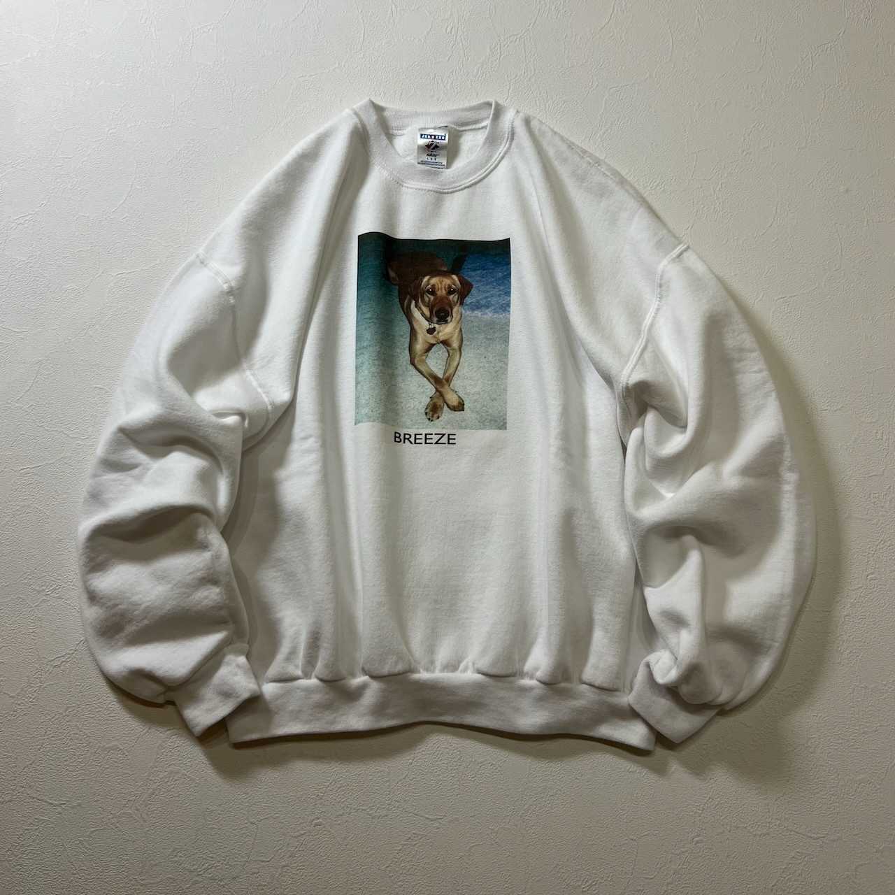JERZEES アニマルプリント 犬 スウェット トレーナー ジャージーズ ホワイト L 古着