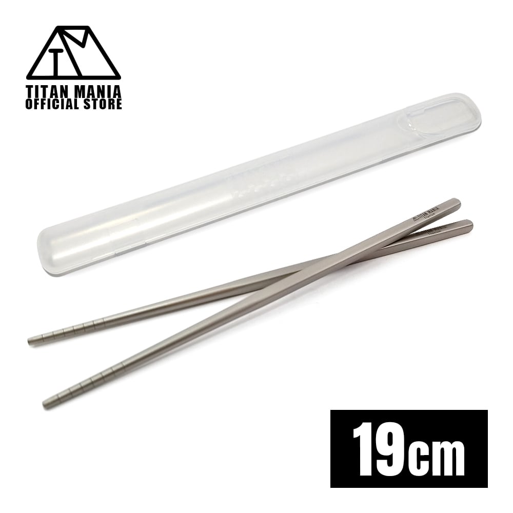 箸 チタン製 19cm 軽量 頑丈 角箸 小さい 短い 純チタン 1膳 滑り止め