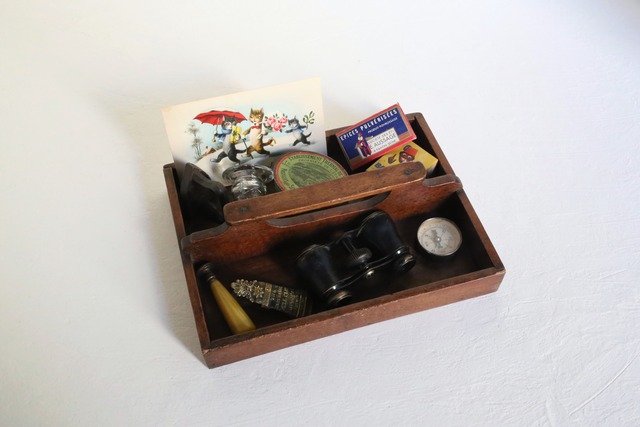 フランス アンティーク ヴィンテージ ツールトレイ カトラリートレイ 持ち手付き N-02234