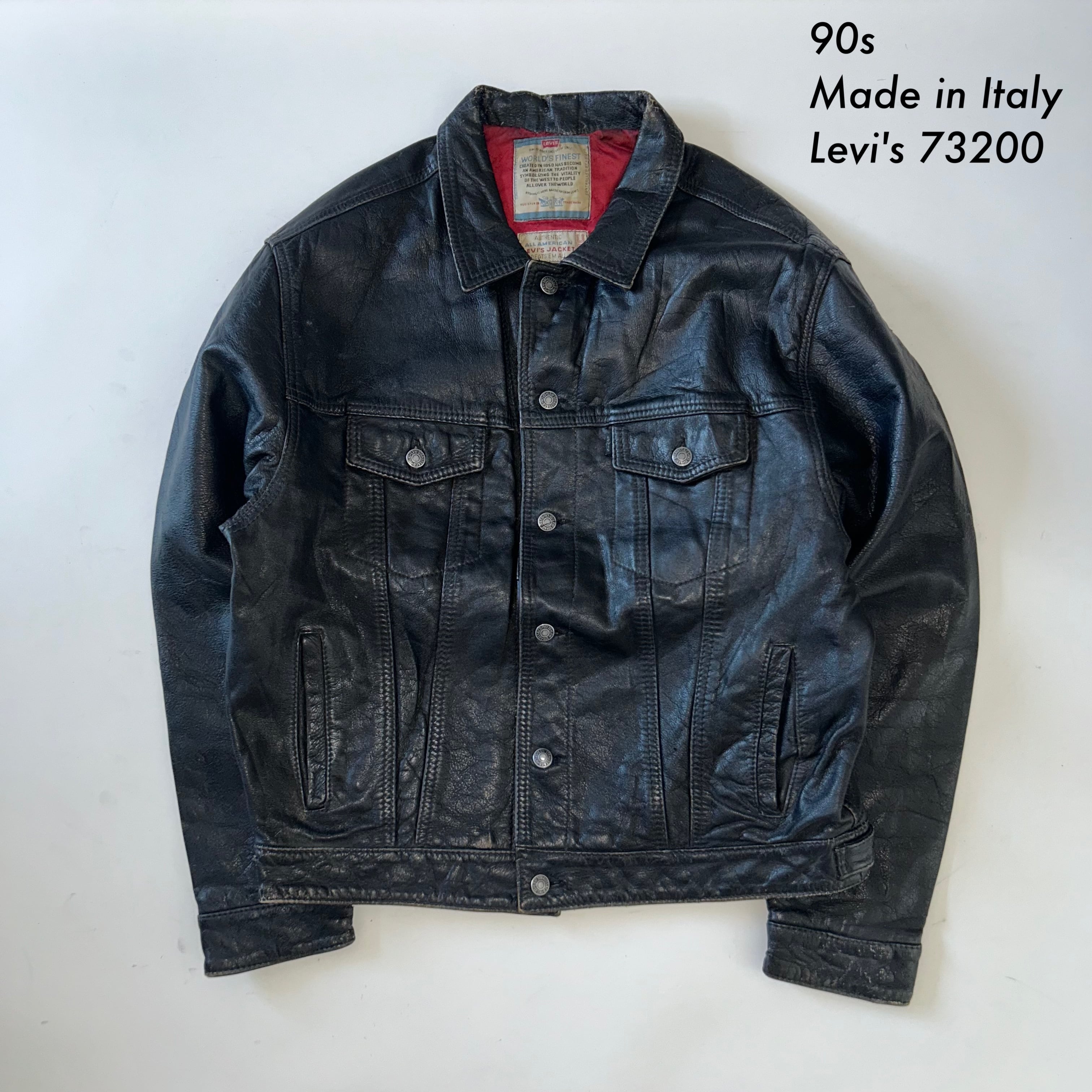 フクスキ~90s Levi's / leather jacket 90s Levi's Leather Trucker Jacket Made in Italy | DOCK_Vintage