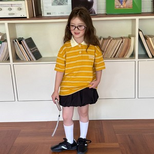 夏みかん色ボーダーpoloＴシャツ