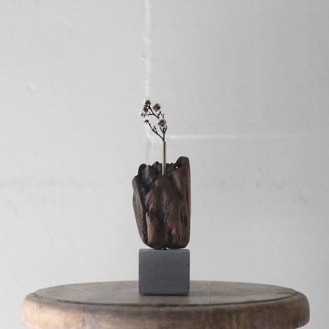 saisei  (再生) driftwood dryflower vase (フラワーベース)  cement Sサイズ 一輪挿し 1