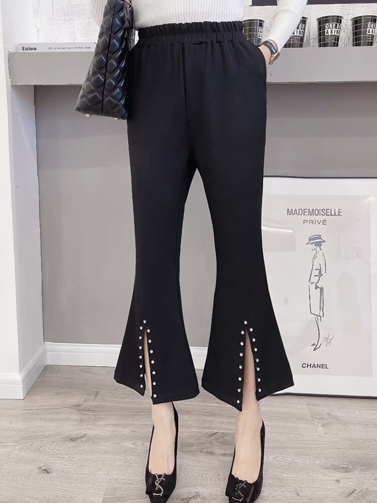 パンツ サマースプリングルーズカジュアルハイウェストウェストスリム レッド 大きめサイズ 春物 夏物 ミックスインファッション85876957581