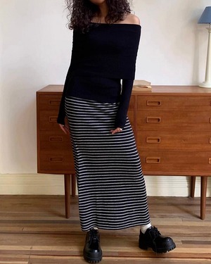 リブストライプタイトスカート A0552