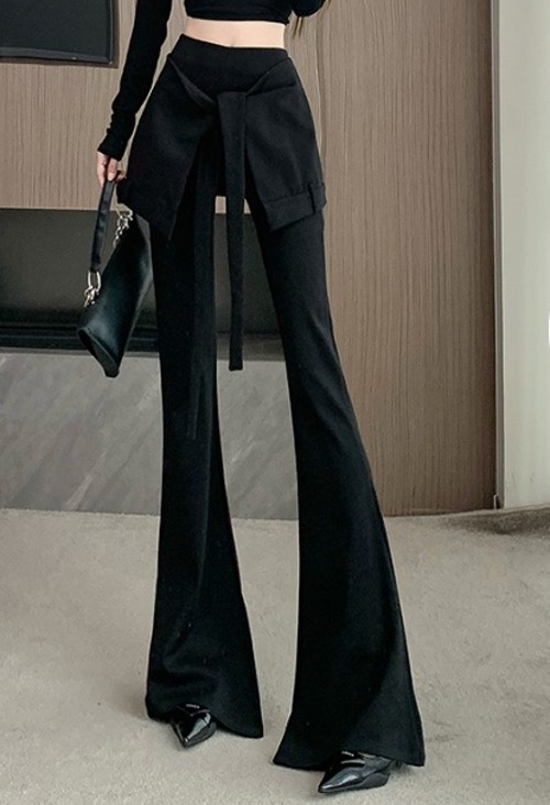 パンツ 切り替え スリム 着痩せ ハイウエスト シンプル