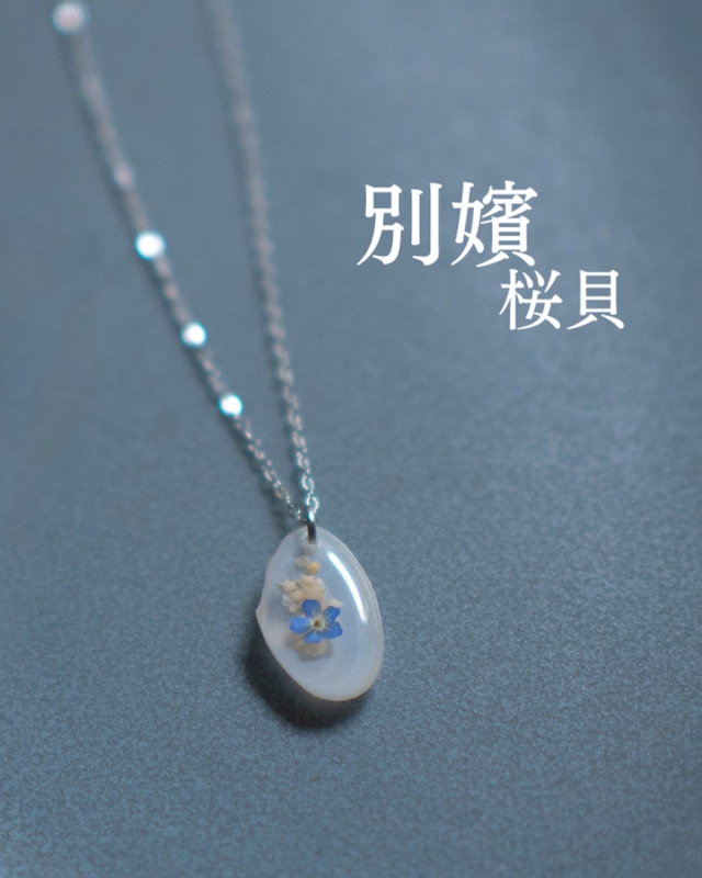 【別嬪桜貝】さくらひとえ 忘れな草と星砂 ネックレス S #091708
