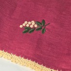 手刺繍キッチンタオル　リネン　ぶどう柄