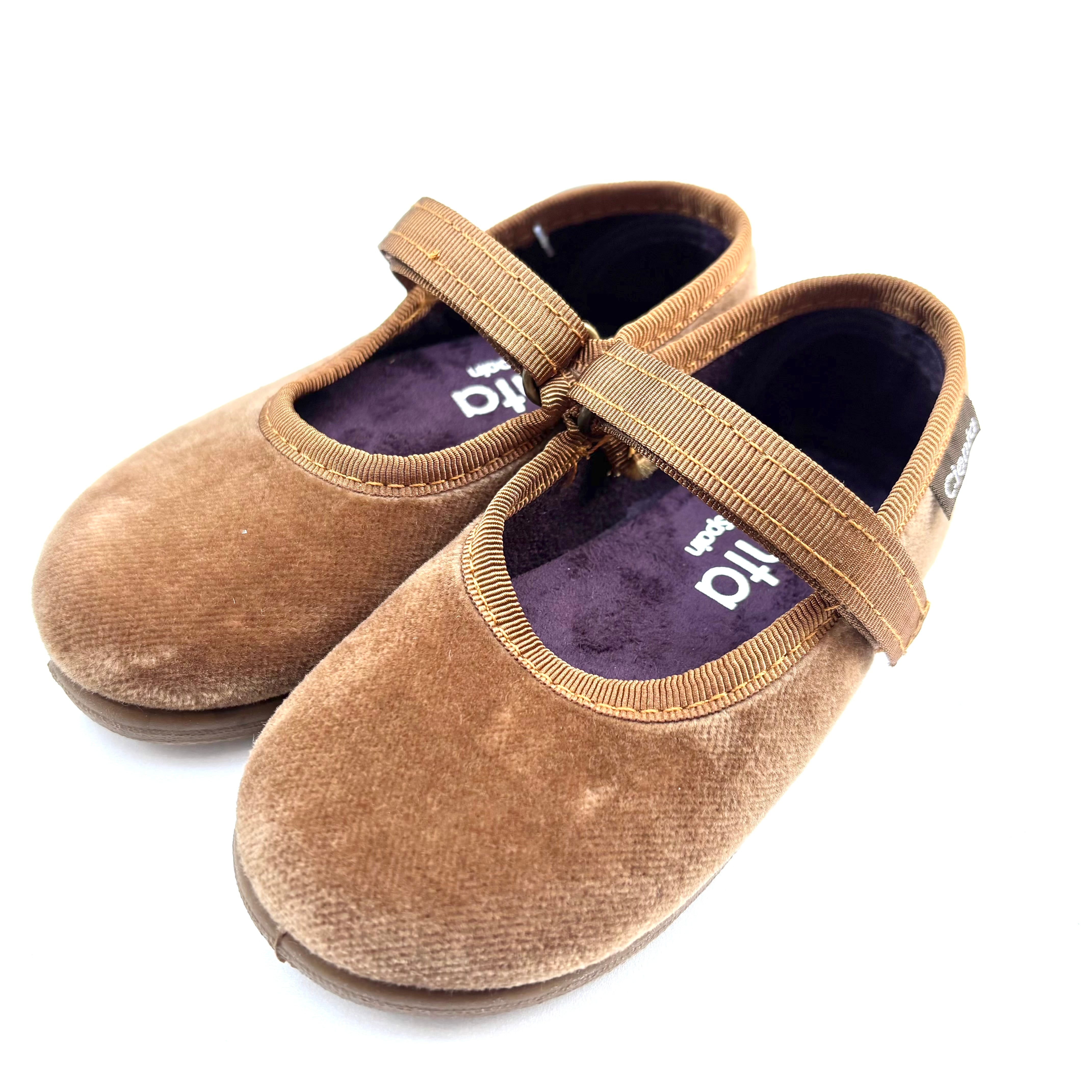 cienta ベルクロワンストラップ ベロア BEIGE(13cm~16cm)ベージュ シエンタ