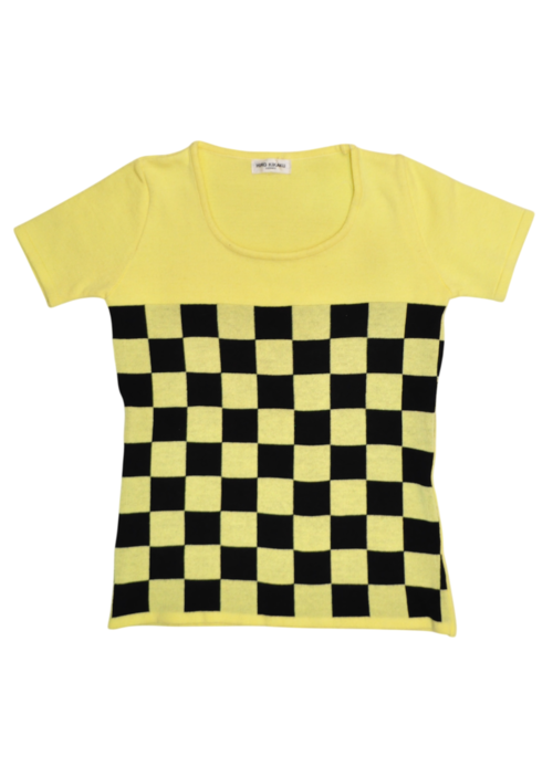 DoReMi Unique Series – yellow block check short sleeve knit
