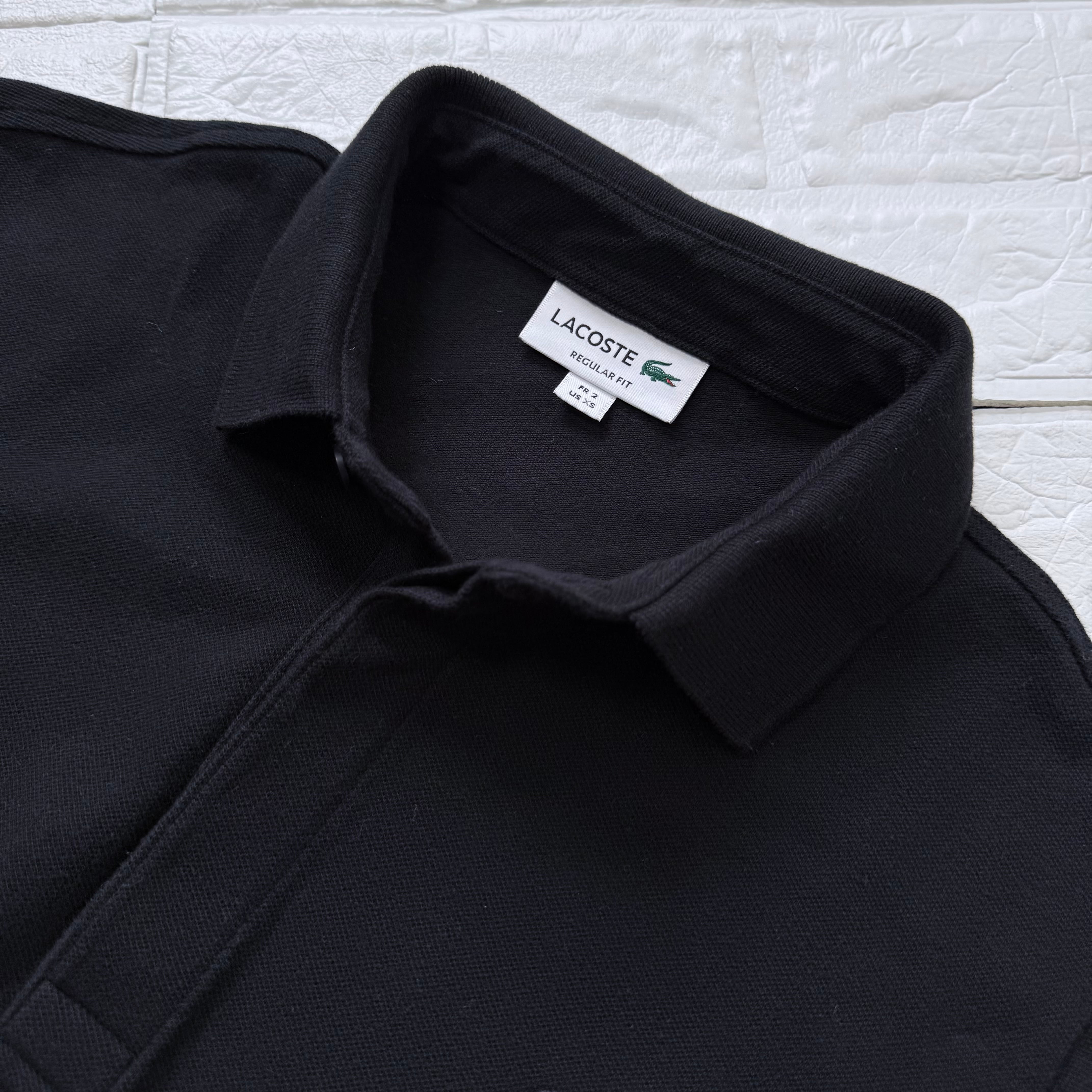 LACOSTE PH5522L PARIS コットン 鹿子 半袖ポロシャツ ブラック サイズ