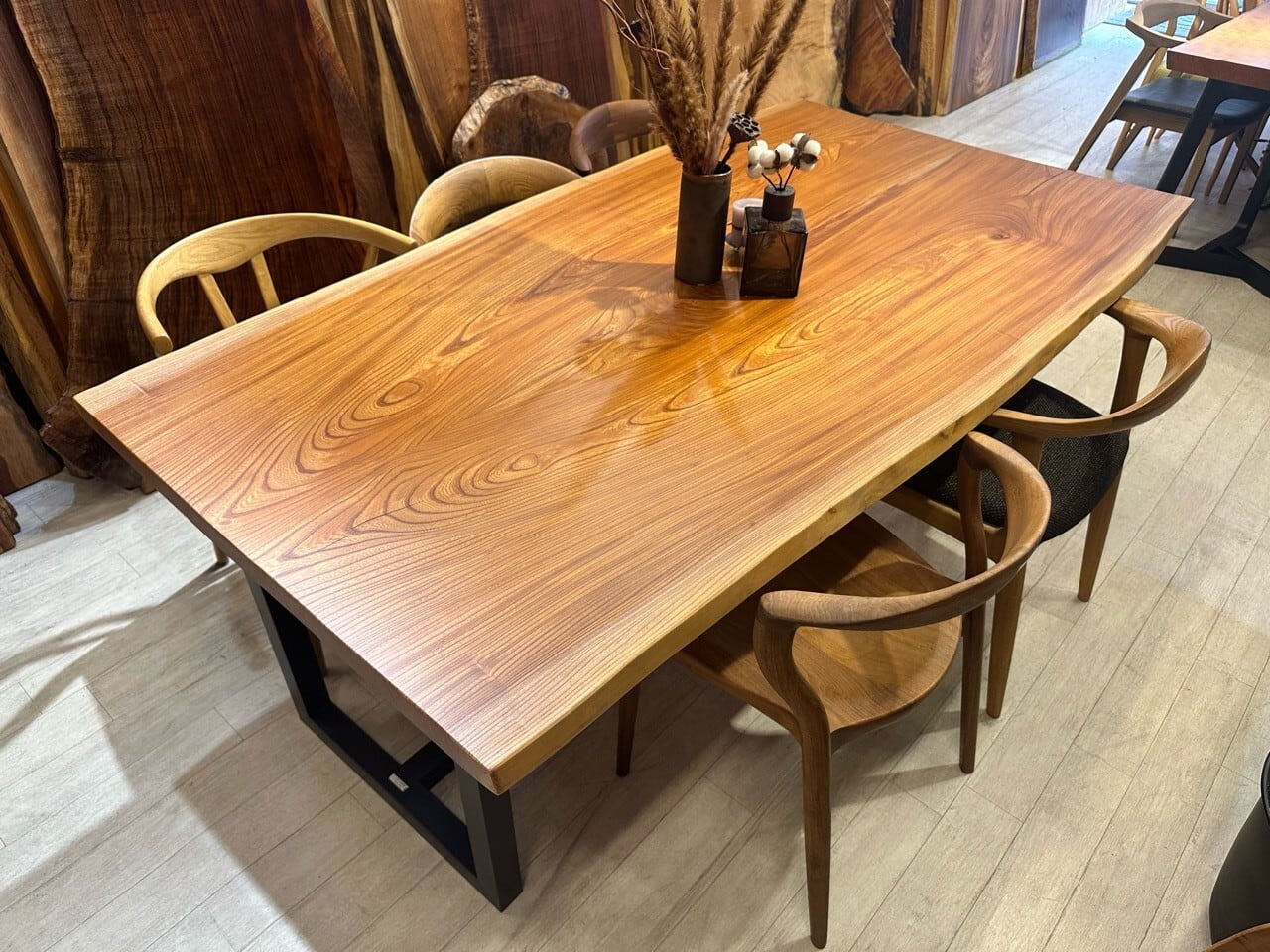 欅（ケヤキ）ブックマッチ_2000×930-1070×40_浅草本店_テーブル天板/一