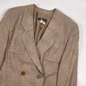 イタリア製 GIORGIO ARMANI ジョルジオアルマーニ チェック ダブル ジャケット 38/ベージュ系 レディース ビンテージ