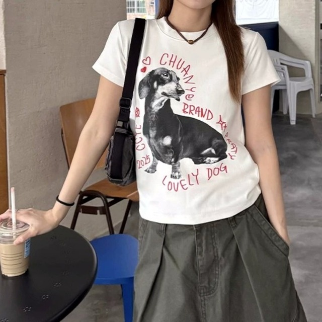 アニマルグラフィックレトロポップTシャツ 3col R02291