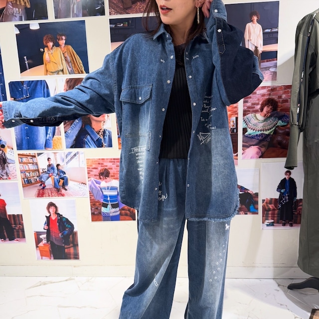 アウラアイラ AULA AILA GRAFFITI DENIM SHIRT