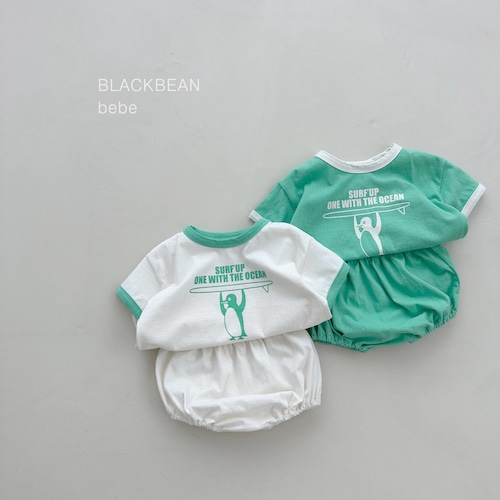 【予約　2024 summer】bebe：penguin set〔ペンギンセットアップ〕　black bean