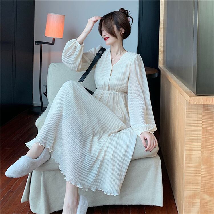 動作確認済 ワンピース ロング丈 長袖 Vネック 花柄 バブルスリーブ ゆったり 大人可愛い きれいめ 最安値購入 Vulkanvegas Optivisiontunja Com