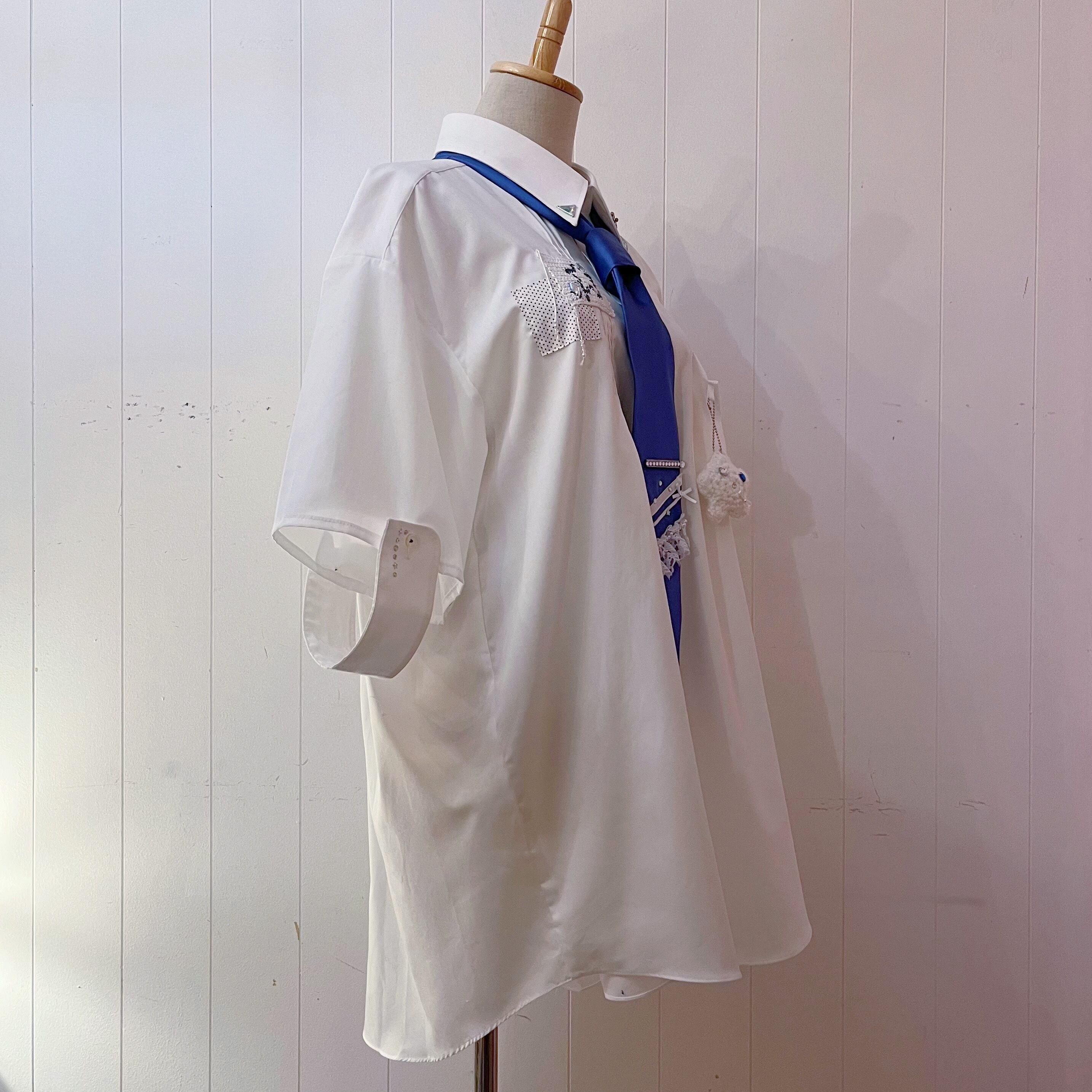 remake ˚✧₊ blue necktie big shirt