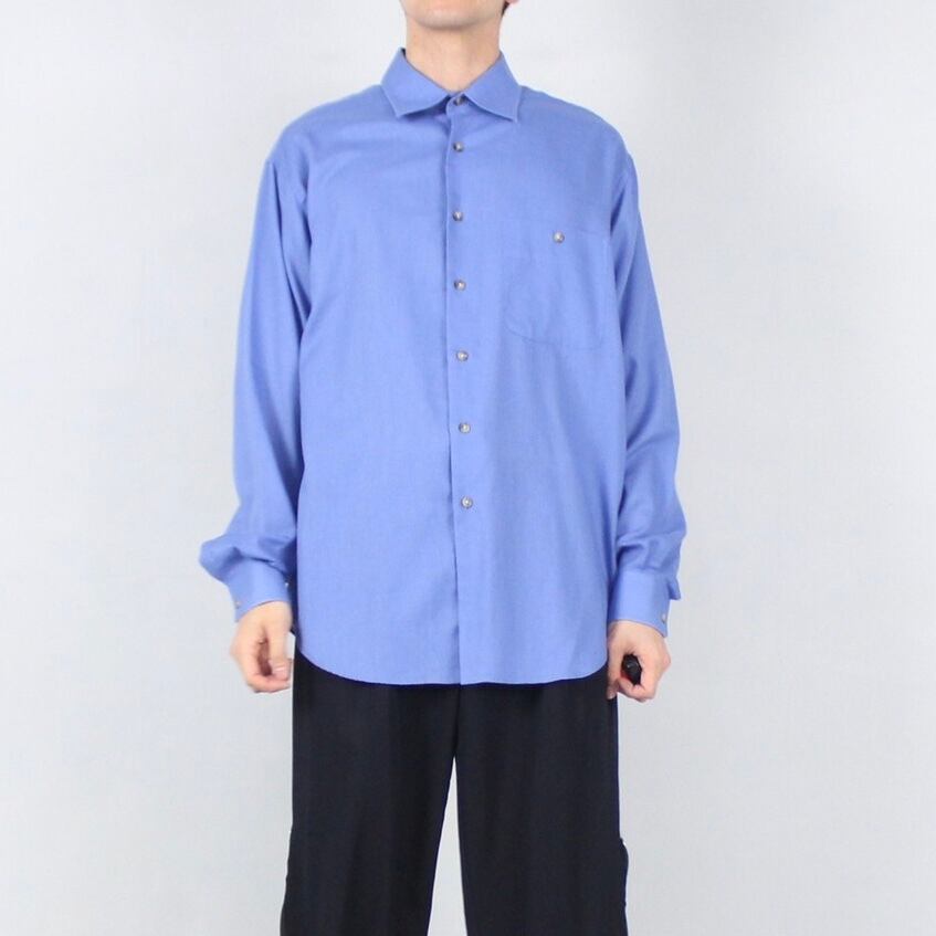YVES SAINT LAURENT ディープサックスブルー ドレスシャツ【CO-1881】 | cv