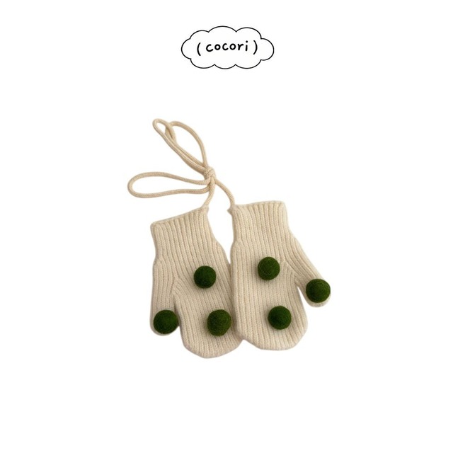 【予約/特典】cocori / Pom-pom knit gloves