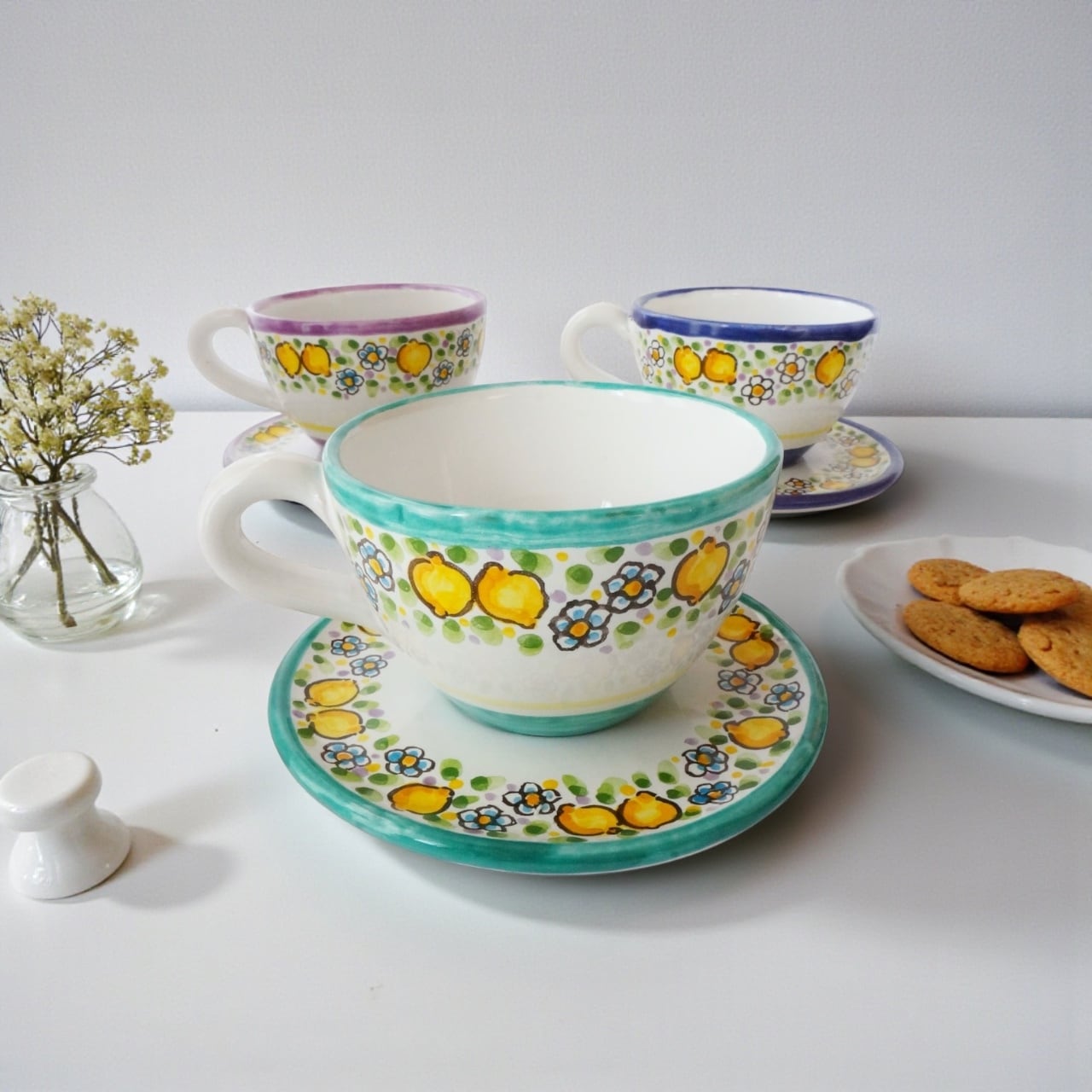 カップ＆ソーサー TAZ027 マヨリカ焼き イタリア陶器 レモン柄 ティー