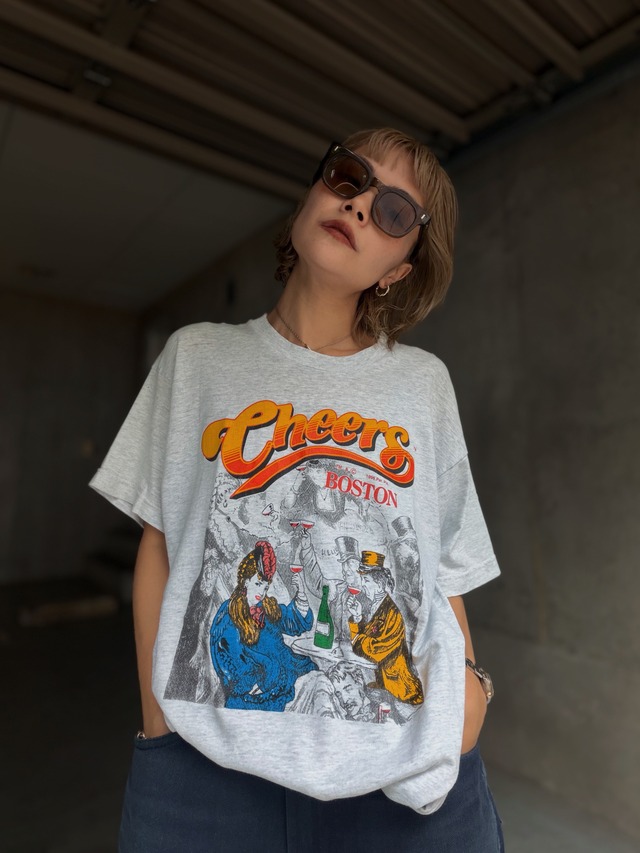 （CS2094）90’s Fruit Of The Room printed t-shirt “Cheers” made in USA