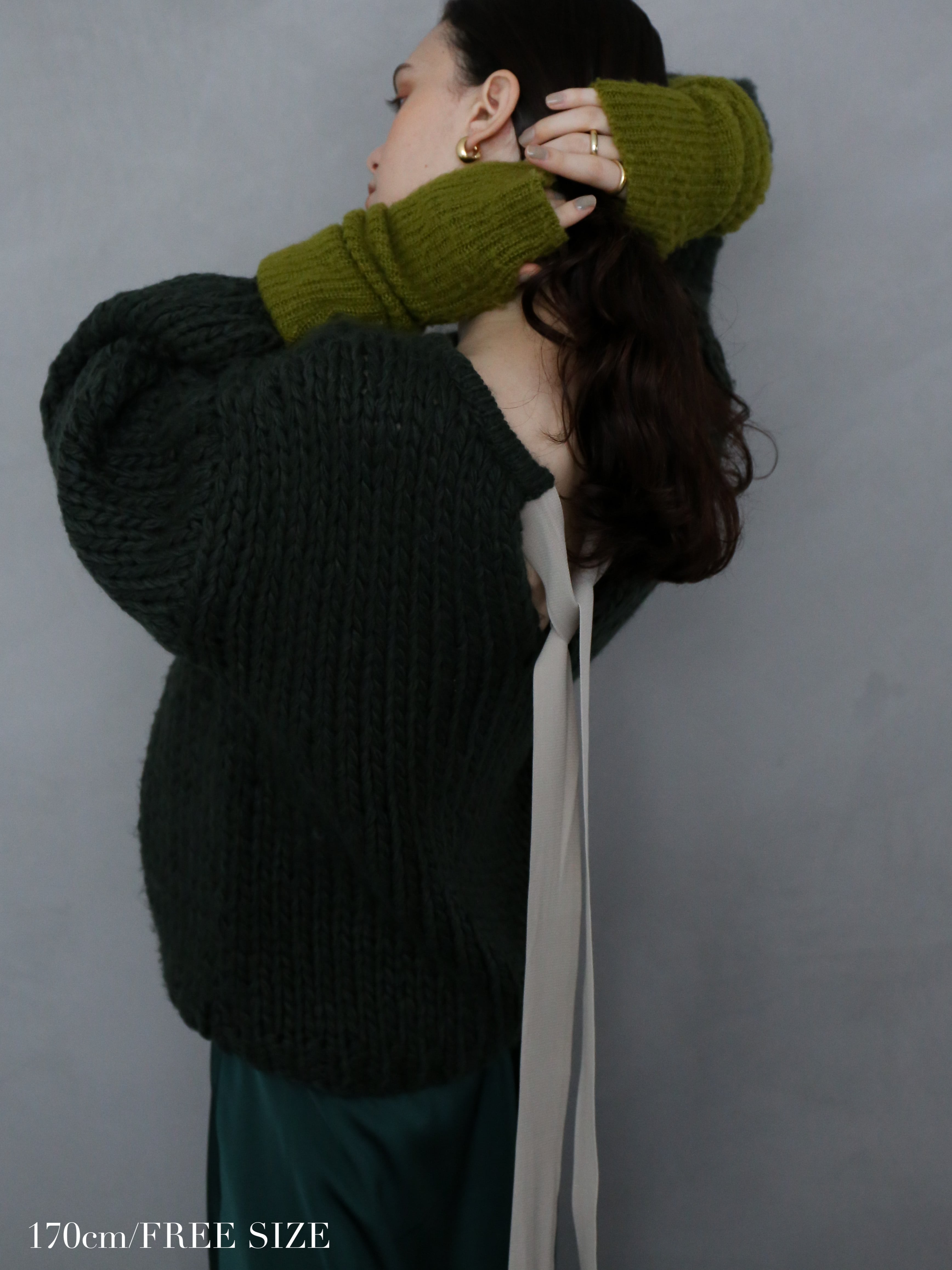 handmade back ribbon knit（green） | Cara by Katrin TOKYO