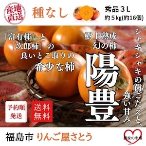 柿 陽豊 甘柿 種無し 生柿 3L 5kg 贈答品 予約 産地直送 送料無料 11月中旬～ 順次発送 福島 りんご屋さとう