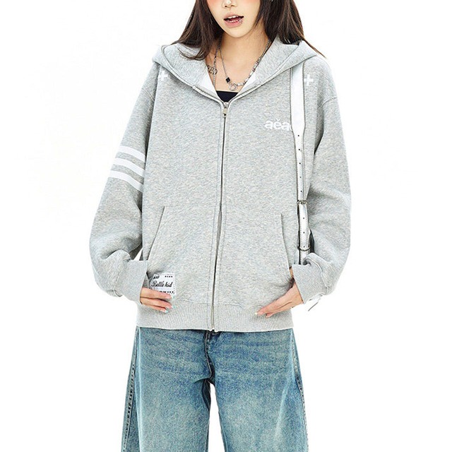 ワンポイントアームラインジップフーディ 2col   R02762