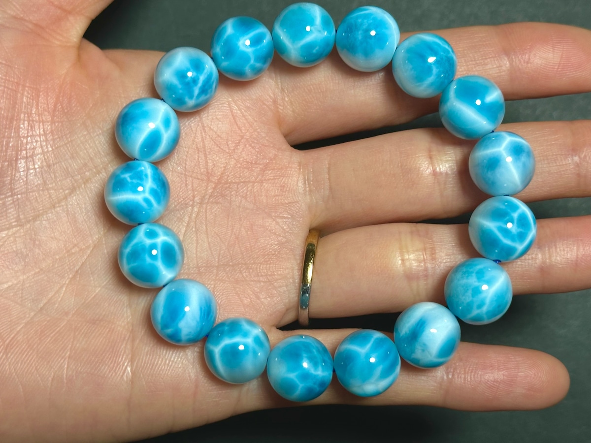 ラリマー 12mm 天然石 ブレスレット ラリマー丸玉ブレスレット 12mm 