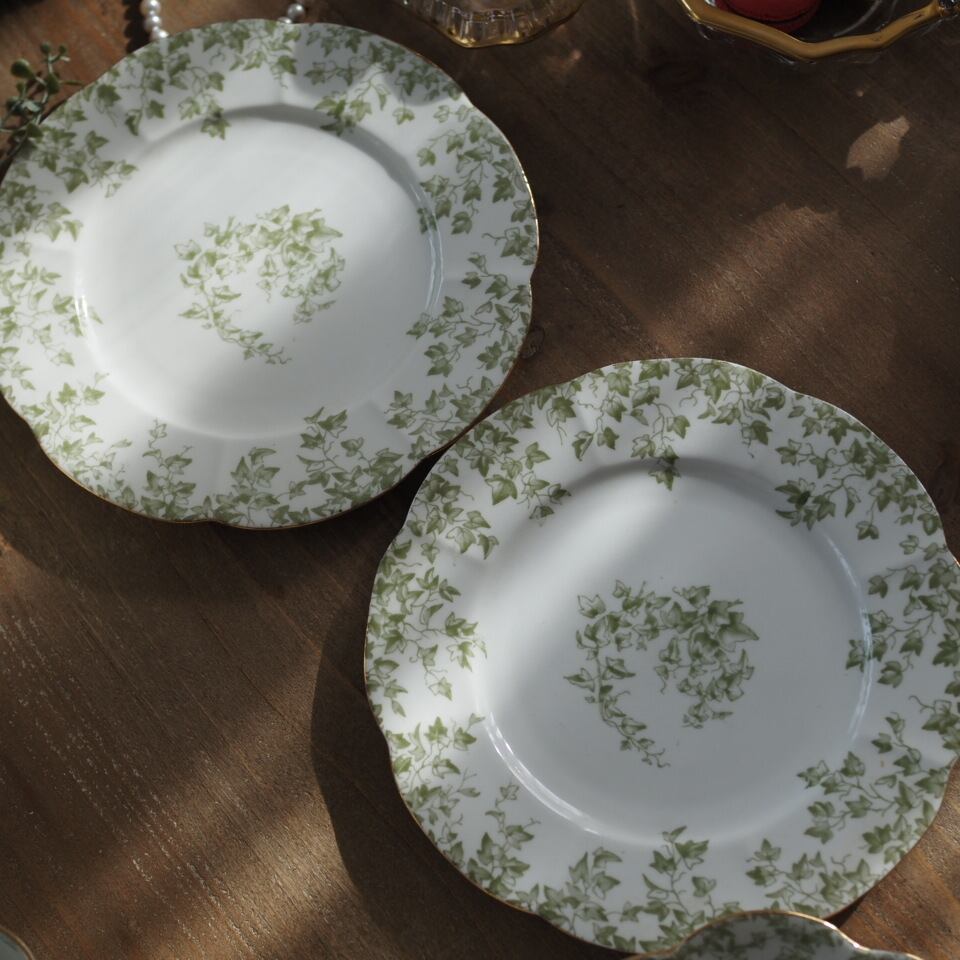 英国シェリー 優雅なアイビー柄が美しいアンティークティーセット