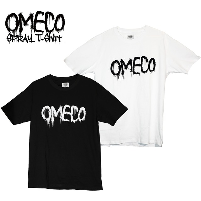OMECO  スプレーロゴ Tシャツ ビッグシルエット ブラック/ホワイト