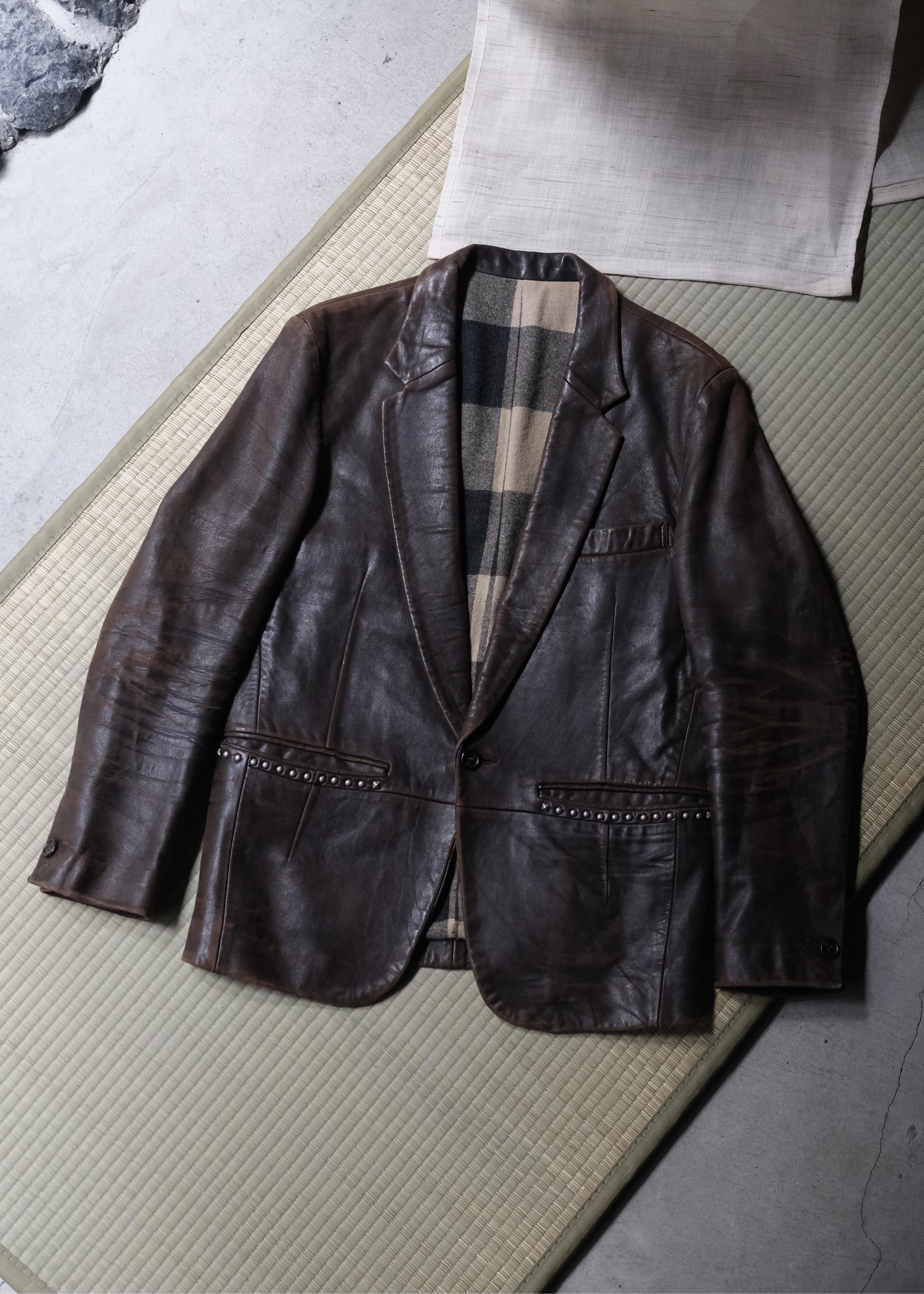 UNDERCOVER 05AW ARTS & CRAFTS studs leather tailored jacket | CETTEN 