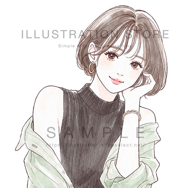 ショートヘアの女性のイラスト素材