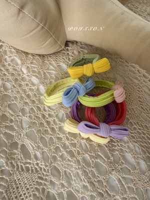 【即納】5点セットPパステルリボンヘアゴム