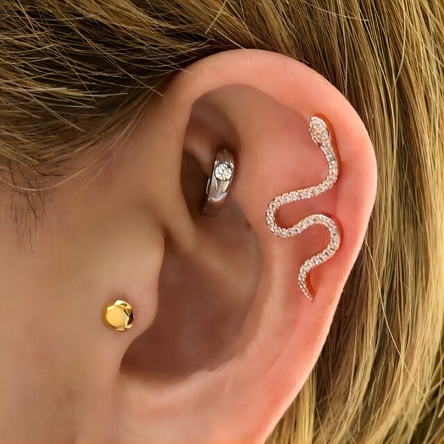 ヘリックスピアス 16G ピンクゴールド スネイク 蛇ピアス インターナル