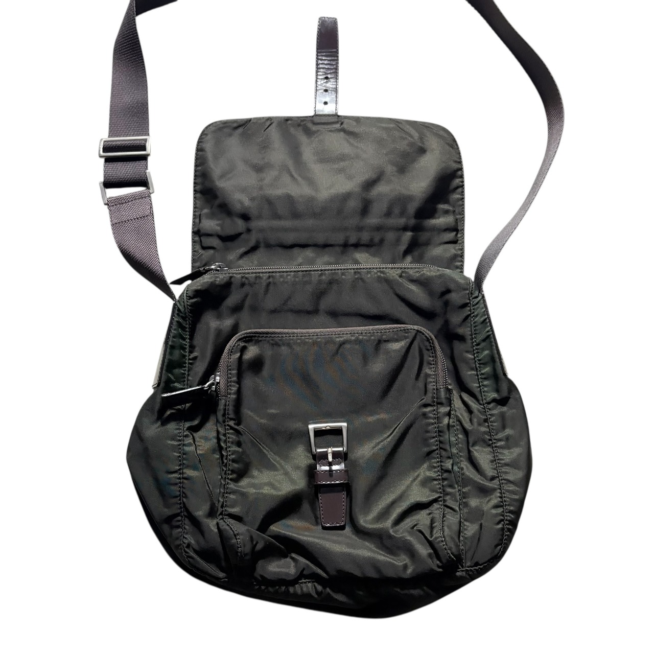 vintage PRADA dark green nylon shoulder bag