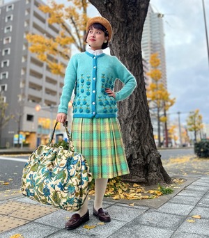 50’s green × yellow check skirt