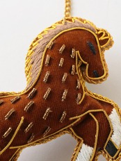 幸せを呼ぶ ザリ刺繡 バッグチャーム/キーチャーム 馬