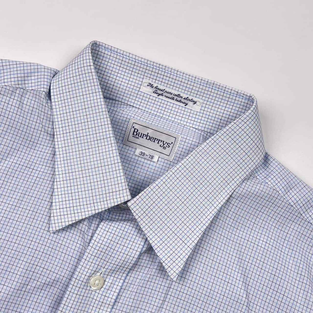 90s Burberrys' REGD バーバリー チェック 長袖 ワイシャツ ドレスシャツ 39-78/ブルー ホワイト メンズ ビンテージ