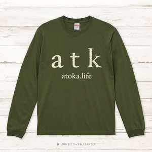 atk.life 刺繍風ロゴ Long Tee / Light Olive