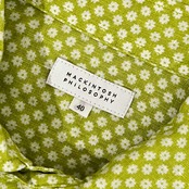 リネン100% MACKINTOSH PHILOSOPHY マッキントッシュフィロソフィー 花柄 総柄 長袖シャツ 40/グリーン メンズ 三陽商会