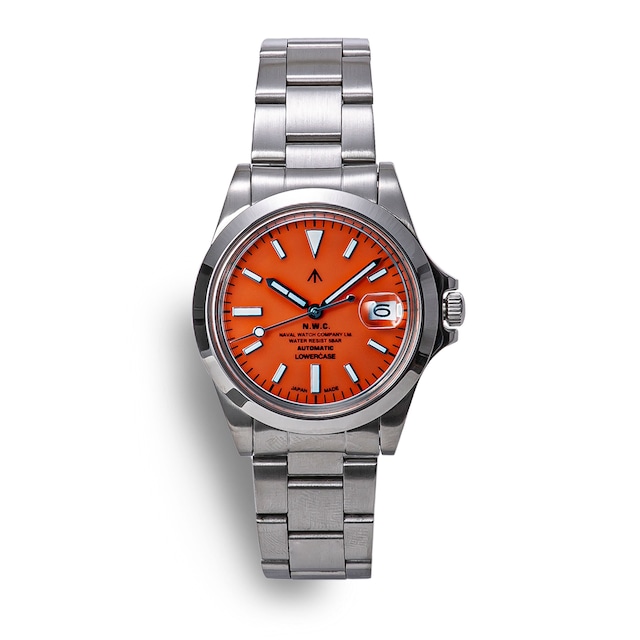 Naval Watch Produced By LOWERCASE FRXA016 Orange Mechanical  S/S 3 links Metal band
