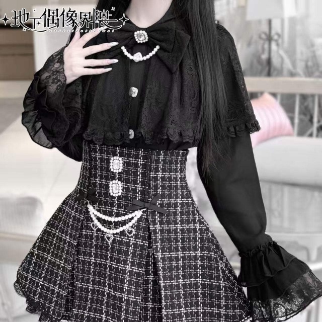 SEASONZ 地雷系 甘辛MIX ゴスロリ ケープ ブラウス レース 闇かわいい