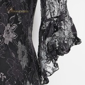 社交ダンス 衣装 prima boutique プリマブティック ドレス ワンピース ブラック系 花 花柄 黒 レース フリル 練習 レッスン 伸縮 ストレッチ ダンス衣装 イベント ステージ パーティー おしゃれ シルバー系