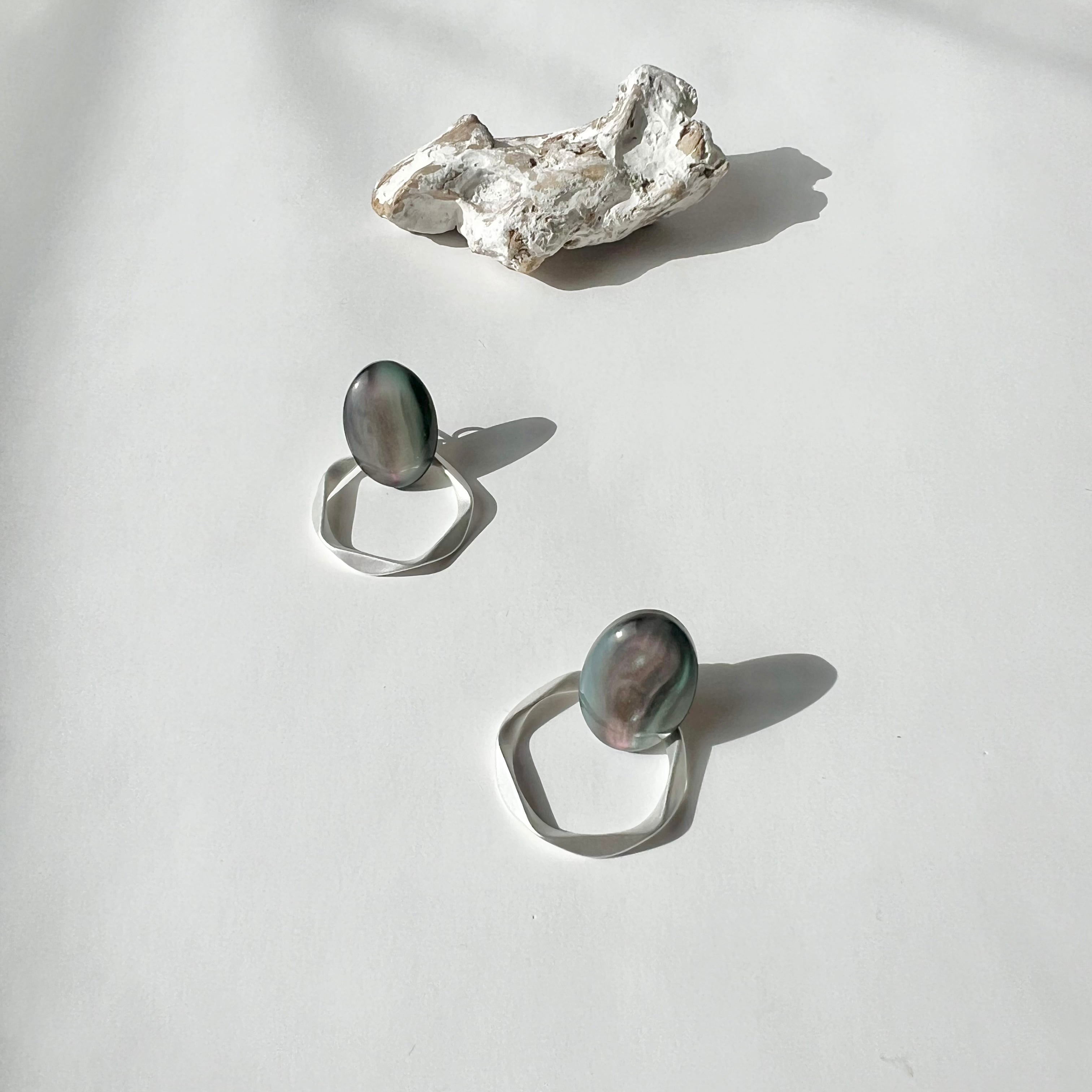 オーロラ×マットシルバーフープピアス ・イヤリング | Handmade